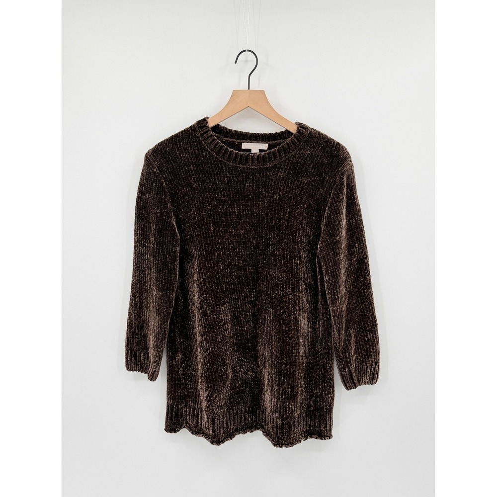 Woman Within Chenille Oversized Sweater Size M 14/16 Brown Cozy Soft Granola